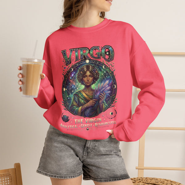 Virgo Zodiac Goddess Crewneck Sweatshirt | Astrology Virgo Illustration