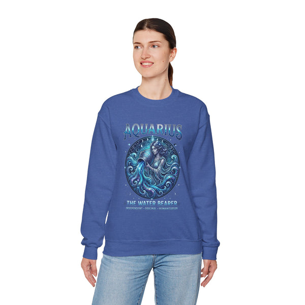 Aquarius Water Bearer zodiac illustration Crewneck Sweatshirt | Astrological sign apparel